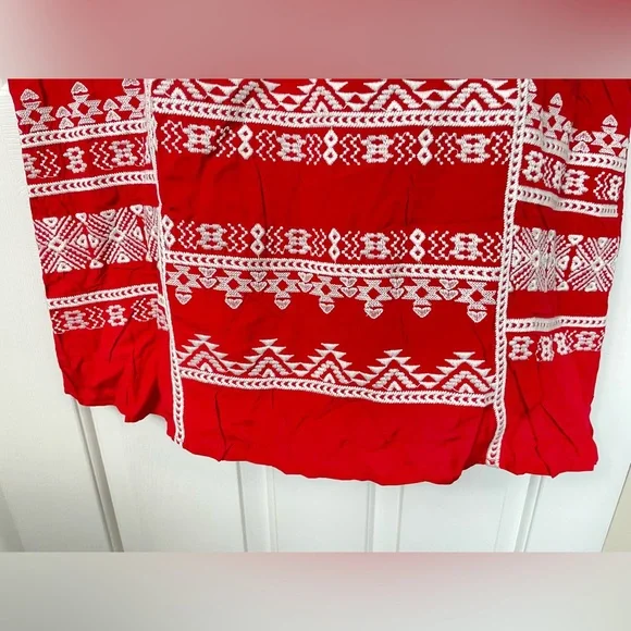 NWOT Savanna Jane Large L Red Embroidered Dress S/S Midi Boho Women’s - Picture 5 of 10